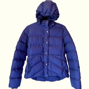 J. Crew down quilted puffed jacket purple. Size L